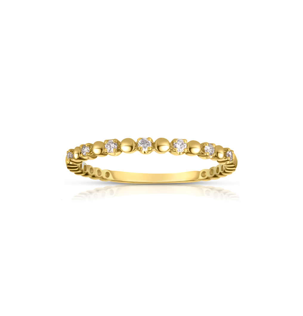 Sabel Collection Yellow Gold Bead and Diamond Ring